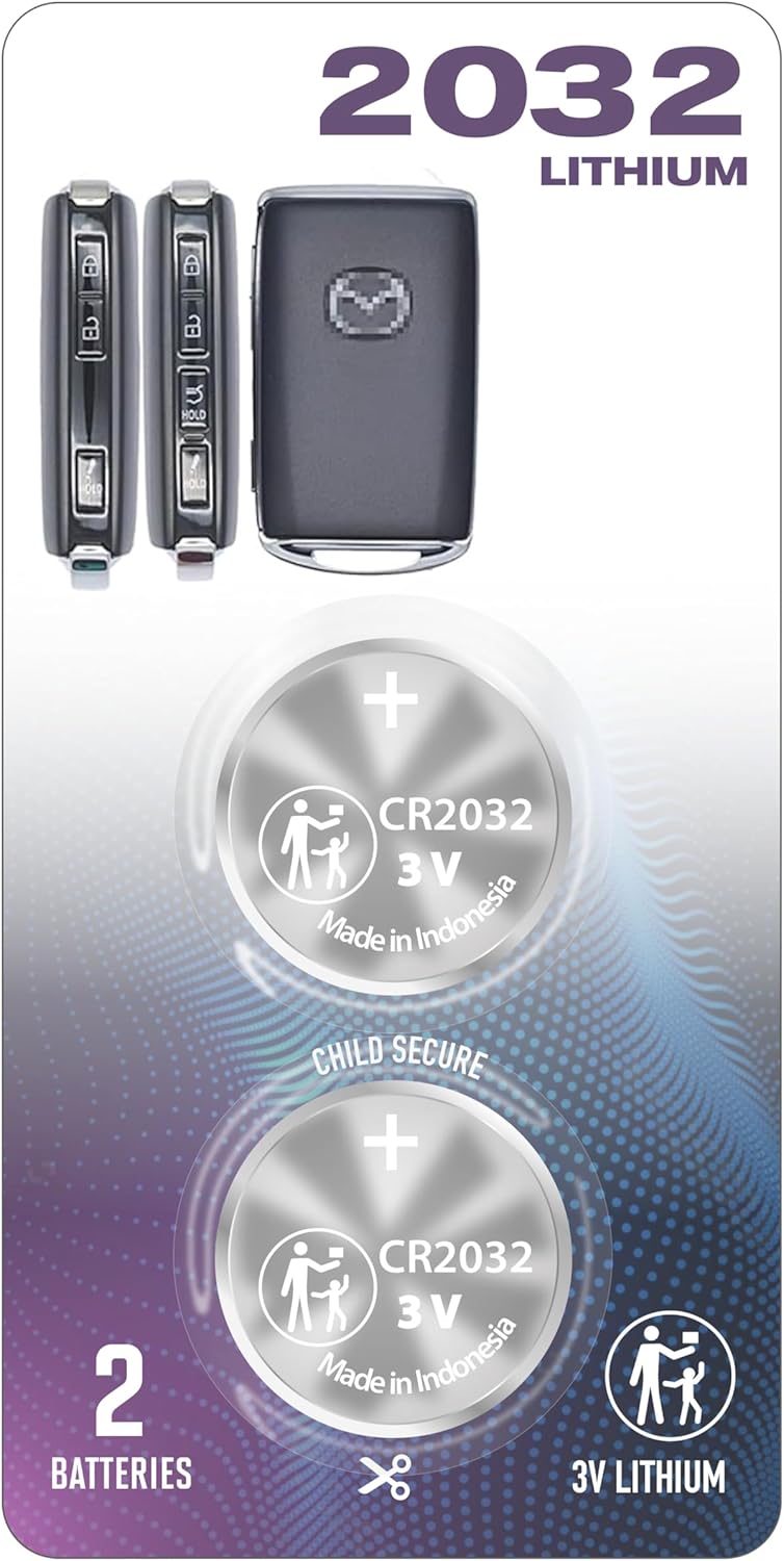RemoteOverstock (2 PACK) CR2032 2032 REMOTE KEY FOB BATTERY OEM Replacement for 2019-2021+ Mazda 3 6 CX-30 CX-5 CX-9 MX-5 Miata RF CX 30 5 9 Smart Key Remote Keyless Fob fits with FCC ID: WAZSKE11D01, WAZSKE13D03 - Image 1