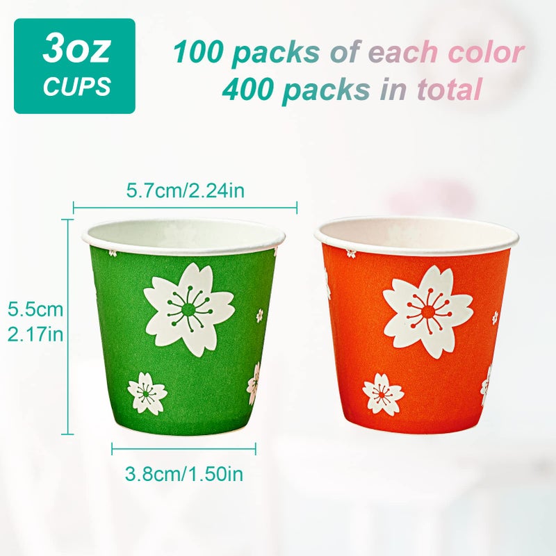 LITOPAK 400 Pack 3 oz Disposable Bathroom Cups, Colorful Small Disposable Paper Cups for Parties, Picnics, Barbecues, Travel and Events - Image 2