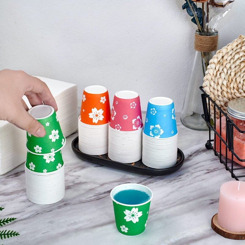 LITOPAK 400 Pack 3 oz Disposable Bathroom Cups, Colorful Small Disposable Paper Cups for Parties, Picnics, Barbecues, Travel and Events - Image 4