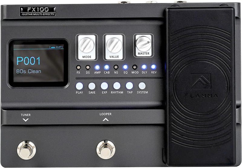 FLAMMA FX100 Guitar Multi-effects Pedal with 55 Amp Models 151 Built-in Effects 80' Looper 40 Drum Machine 10 3rd Party IR Slots Headphone OTG for Home Practice Performance Live Streaming - Image 1