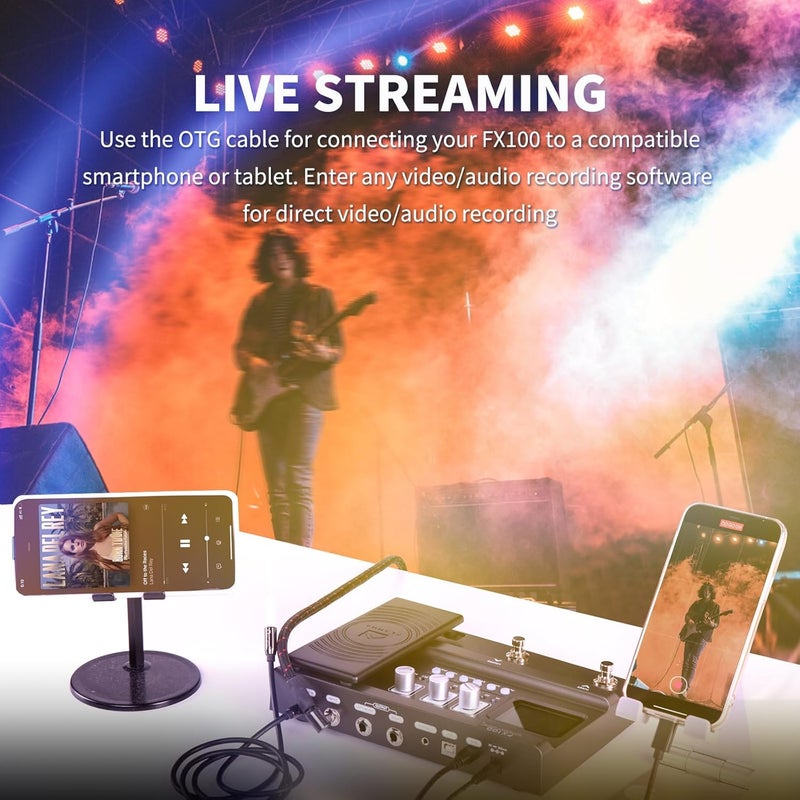 FLAMMA FX100 Guitar Multi-effects Pedal with 55 Amp Models 151 Built-in Effects 80' Looper 40 Drum Machine 10 3rd Party IR Slots Headphone OTG for Home Practice Performance Live Streaming - Image 5