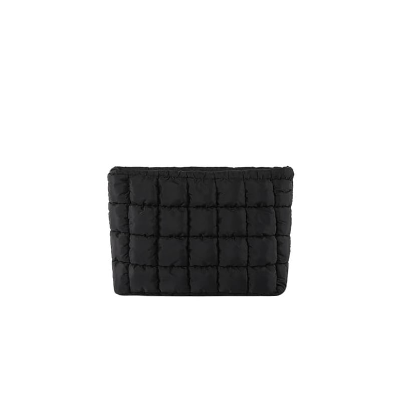 HFLZBRO Puffy Quilted Makeup Bag for Women, Cosmetic Bag, Travel Toiletry Organizer Pouch Clutch (black) - Image 1