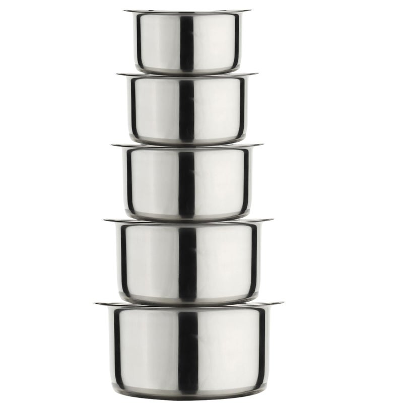 LiMETRO STEEL Set Of 5 Solid Stainless Steel Tope Set With LidCookware Set With Lid Capacity 1L 15L 2L 25L 3L