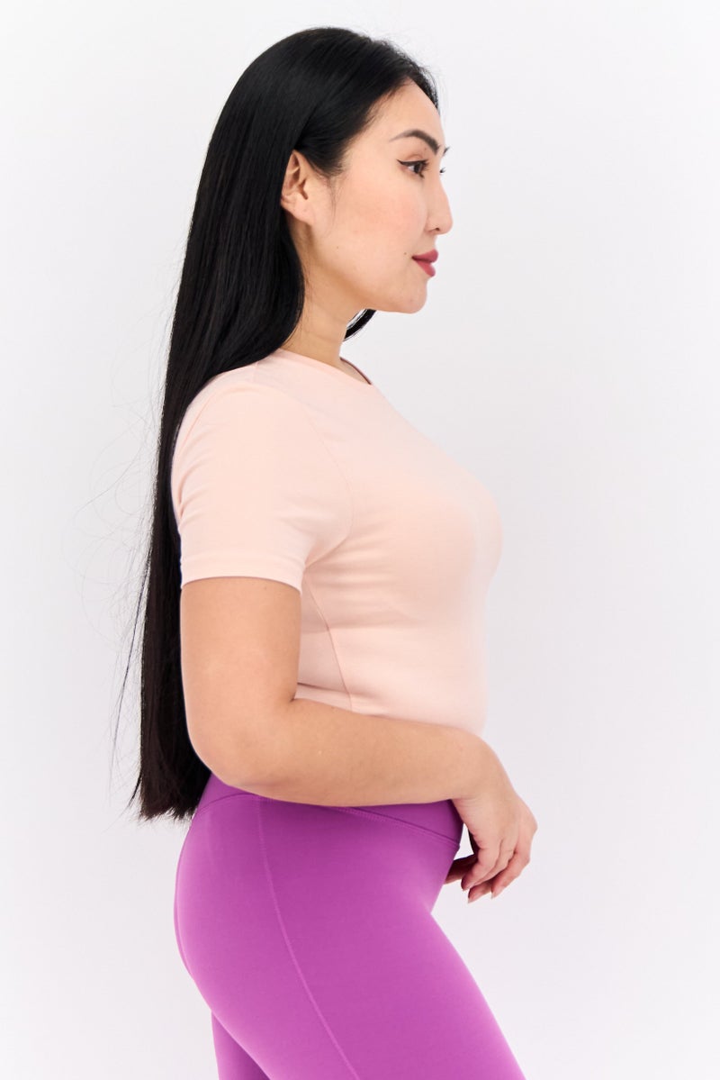 THE NORTH FACE Women Sportswear Fit Short Sleeeves Training Top, Light Pink  - Image 2