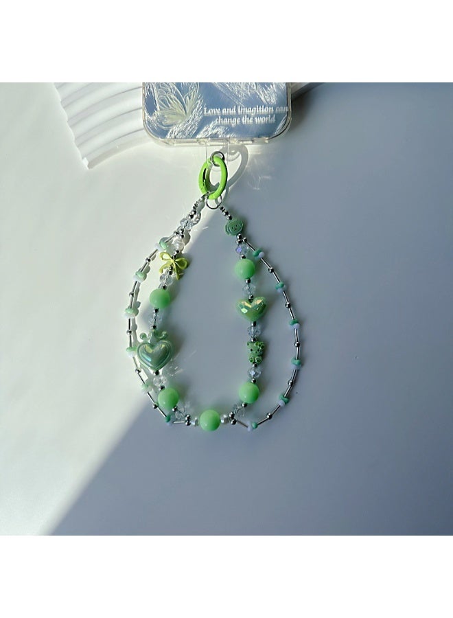 NIBEMINENT Phone Charm/ Chain Strap for Women Girls, Short Sleeve Bear Cell Phone Case Lanyard Wrist Strap,Light Green