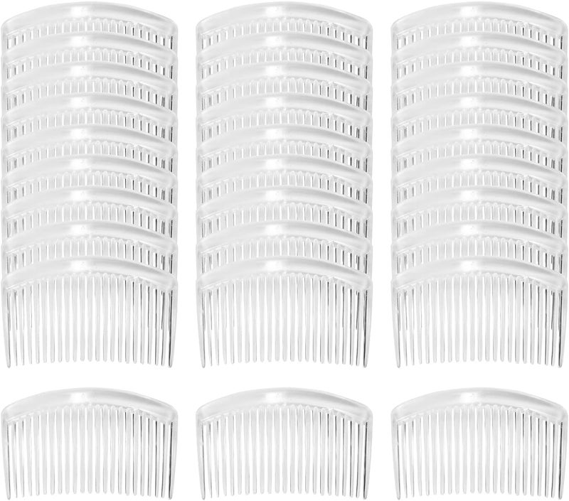Cinaci 30 Pack White Clear Plastic French Hair Side Combs Wedding Brides Veil Slide Small Hair Clips with 23 Teeth DIY Headpieces Bun Holder Grips Barrettes DIY Crafts Hair Accessories for Women Girls