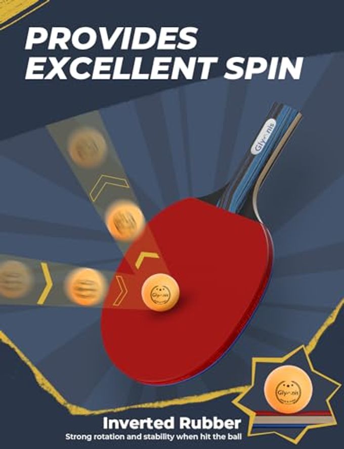 Glymnis Ping Pong Paddles Set Of 2 With 4 Balls, Table Tennis Paddle Set With Storage Case, Portable Ping Pong Rackets For Indoor Outdoor Games - Image 5