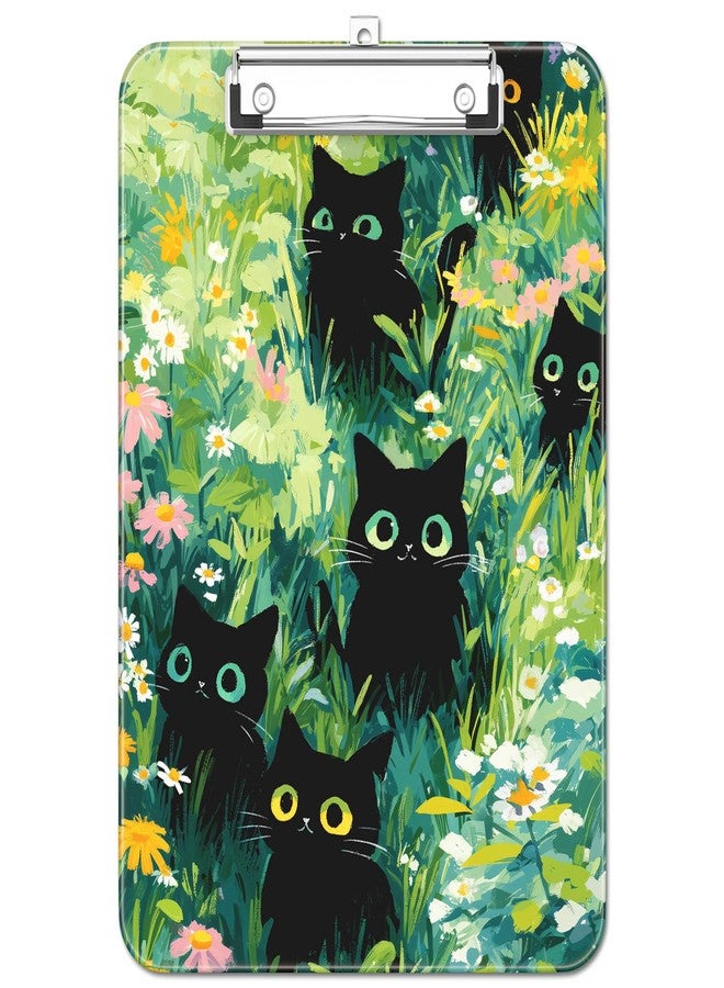 Luminzo Plastic Cute Clipboard Low-Profile Metal Clip, A4 Letter Size 9 x 12.5 in, 8.5 x 11 Paper Clip Board for Teachers, Nurses, Classroom,Cute Black Cats - Image 1