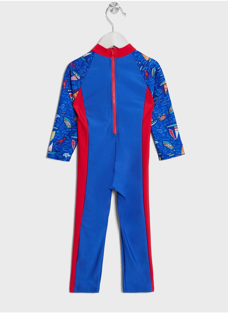 speedo - Kids Printed All-In-One Sun Suit - Image 1