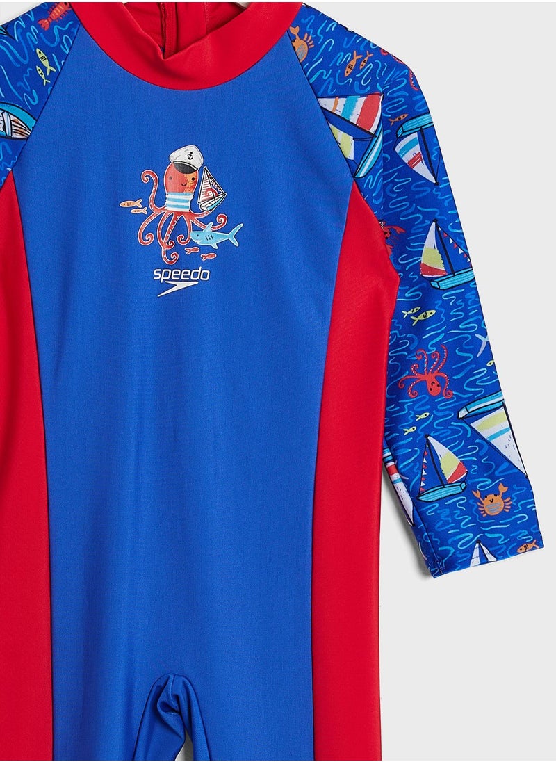 speedo - Kids Printed All-In-One Sun Suit - Image 1