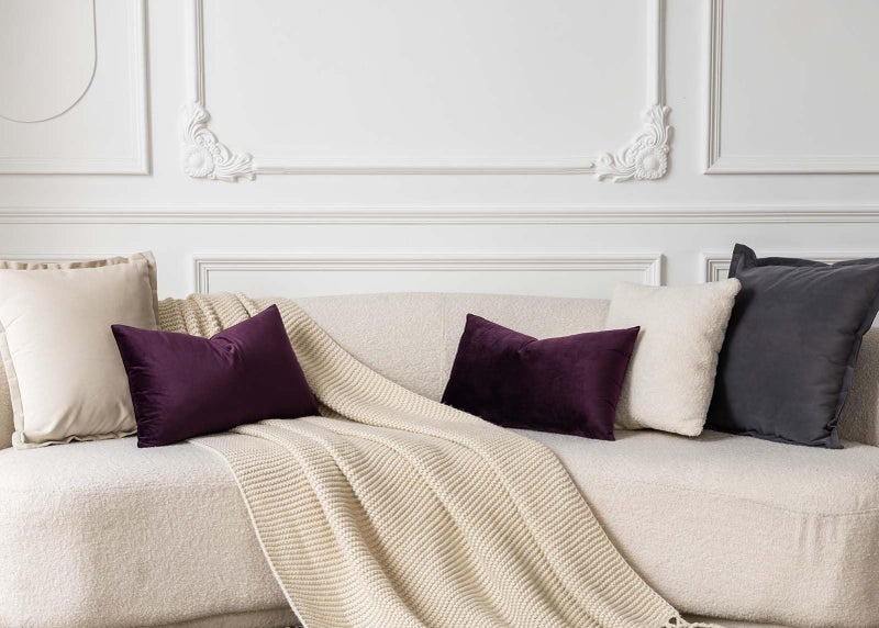 JUSPURBET Couch Pillow Covers Set of 2 Decorative Velvet Throw Pillow Covers for Living Room Bedroom Home Decor Soft Lumbar Cushion Covers with Hidden Zipper for Sofa Bed,Eggplant Purple,12x20 inch - Image 5