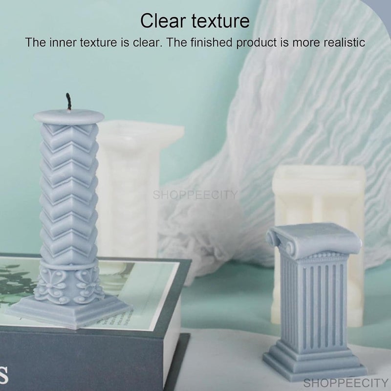 ShoppeeCity 3D Pillar Silicone Mold for Greek Columns Roman Column Silicone Fondant Mold for DIY Handmade Chocolate Cake Dcor Aromatherapy Soap Polymer Clay Resin Craft Making Iconic Column - Image 4