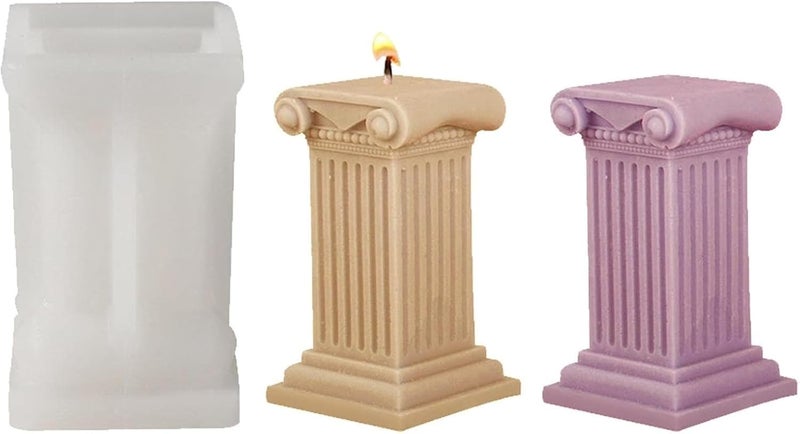 ShoppeeCity 3D Pillar Silicone Mold for Greek Columns Roman Column Silicone Fondant Mold for DIY Handmade Chocolate Cake Dcor Aromatherapy Soap Polymer Clay Resin Craft Making Iconic Column - Image 1