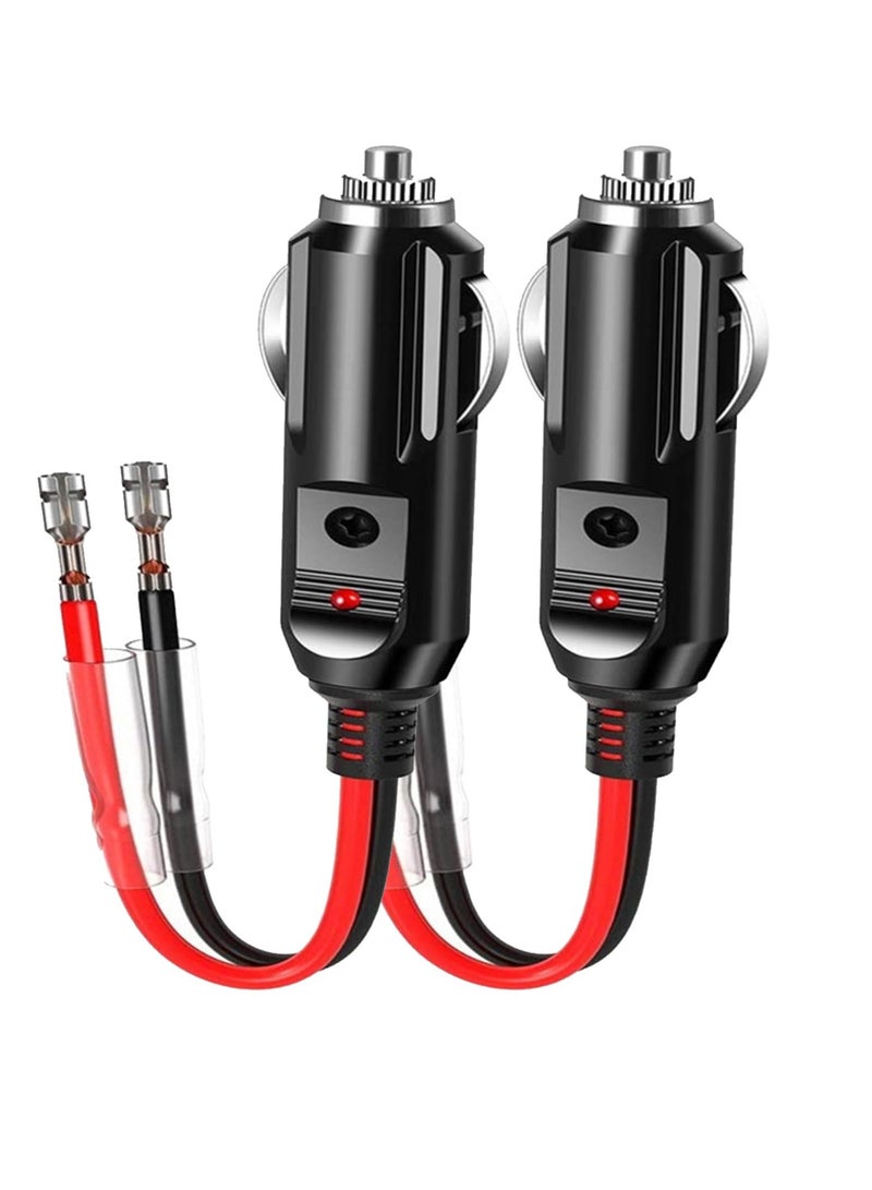 SOLARAE Cigarette Lighter Plug, 12V Car Cigarette Lighter Plug With Lead and Wiring, 2 Pack 16 AWG Car Replacement Cigar Female Socket Male Plug, Lighter Male Plug Adapter, for Motorcycle Car Tractor - Image 1