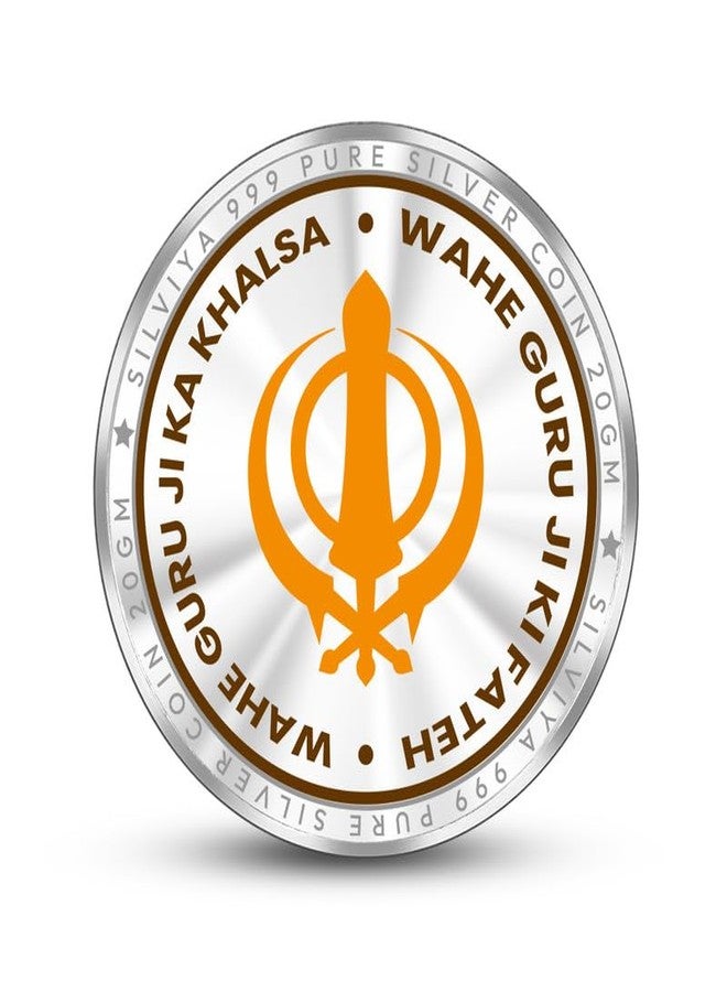 Silviya BIS Hallmarked Guru Gobind Singh Ji 999 Pure Silver Coin (20 Gm) Round Shape: Sikhism Gift - Guru Nanak Dev Ji Birthday - Religious Coin - Gurudwara Offering - Image 3