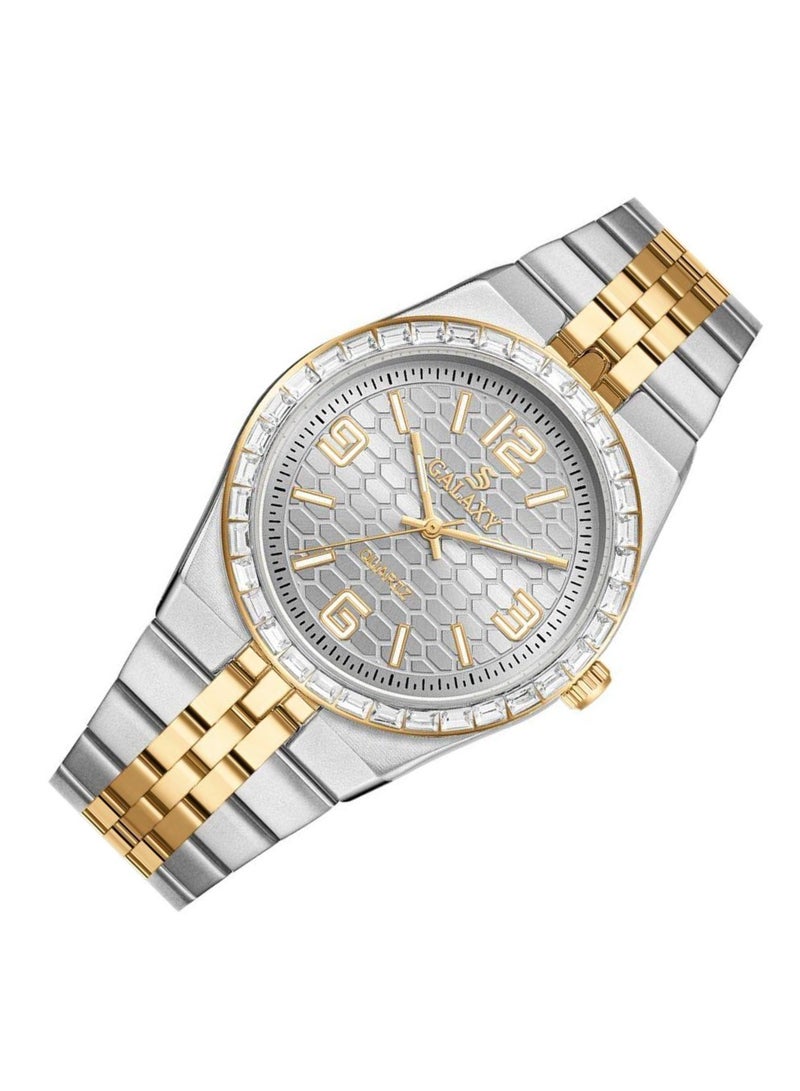 جالاكسي ساعة جالكسي GS-2398 للجنسين، ساعة معصم تناظرية، هيكل من الفولاذ المقاوم للصدأ، تصميم كلاسيكي أنيق، ساعة للارتداء اليومي - Image 2