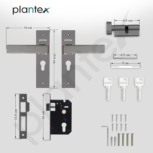Plantex Heavy-Duty Door Lock Set - Main Door Locks Handle Set/ 6-Lever Mechanism with 3 Years of Warranty/Mortise Locks with 3 Keys, Brass Lock Body & Cylinder(8116 - Satin Black & PVD Choco) - Image 3