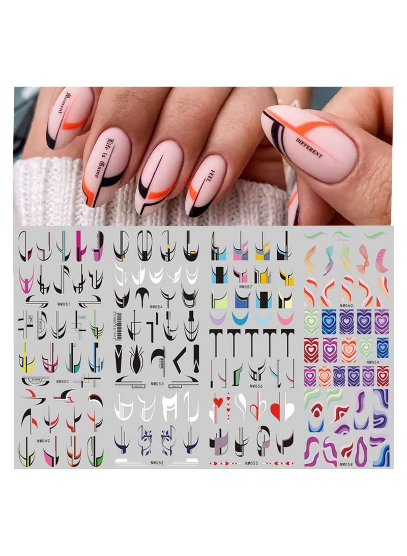 SYOSI 36 Sheets Colorful Stripes Nail Art Stickers Water Transfer Nail Decals Rainbow Geometric Nail Stickers for Nail Art Decoration Watermark Nail Designs Accessories Acrylic Nail Supplies - Image 2