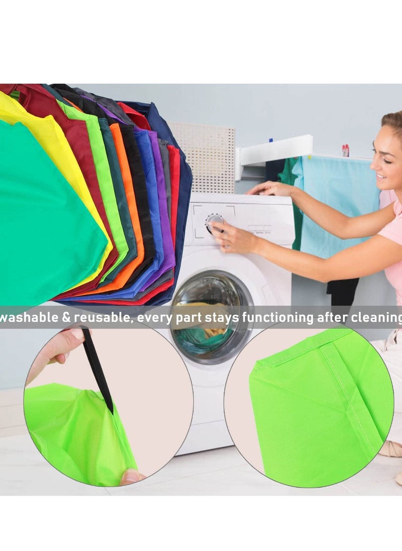 KASTWAVE - 2 Pack Heavy Duty Reusable Foldable Groceries Tote Bag Portable and Folding Shopping Bag with Elastic Band to Tie Waterproof Washable Tote Bags Long Handle - Image 1
