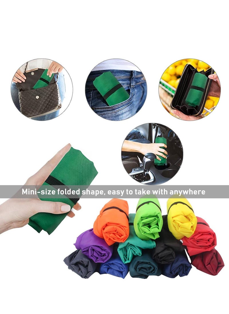 KASTWAVE - 2 Pack Heavy Duty Reusable Foldable Groceries Tote Bag Portable and Folding Shopping Bag with Elastic Band to Tie Waterproof Washable Tote Bags Long Handle - Image 1