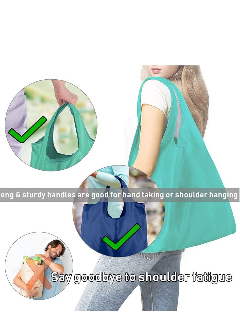 KASTWAVE - 2 Pack Heavy Duty Reusable Foldable Groceries Tote Bag Portable and Folding Shopping Bag with Elastic Band to Tie Waterproof Washable Tote Bags Long Handle - Image 1