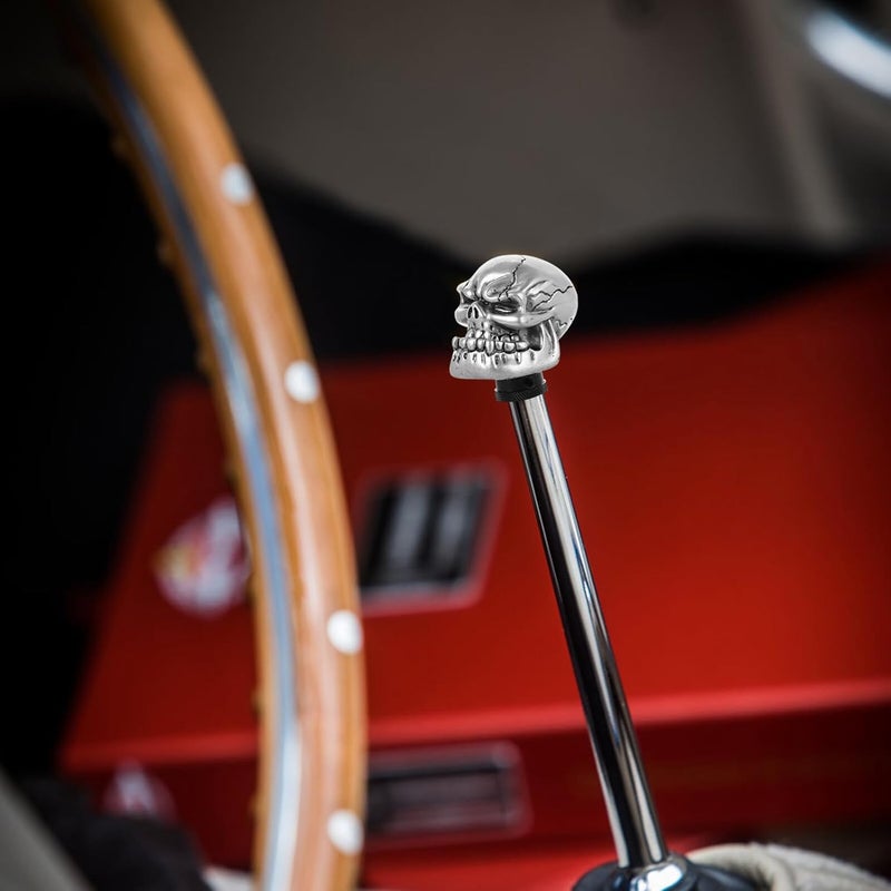 jojofuny Car Gear Shift Knob Manual Shifter Lever Handle Skull Design Silver Universal Car Accessories for Manual Transmission - Image 4