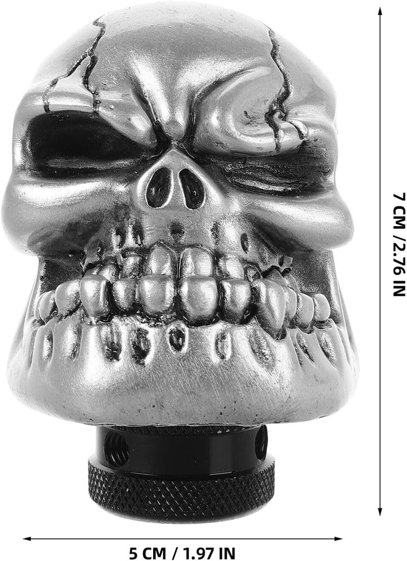 jojofuny Car Gear Shift Knob Manual Shifter Lever Handle Skull Design Silver Universal Car Accessories for Manual Transmission - Image 2