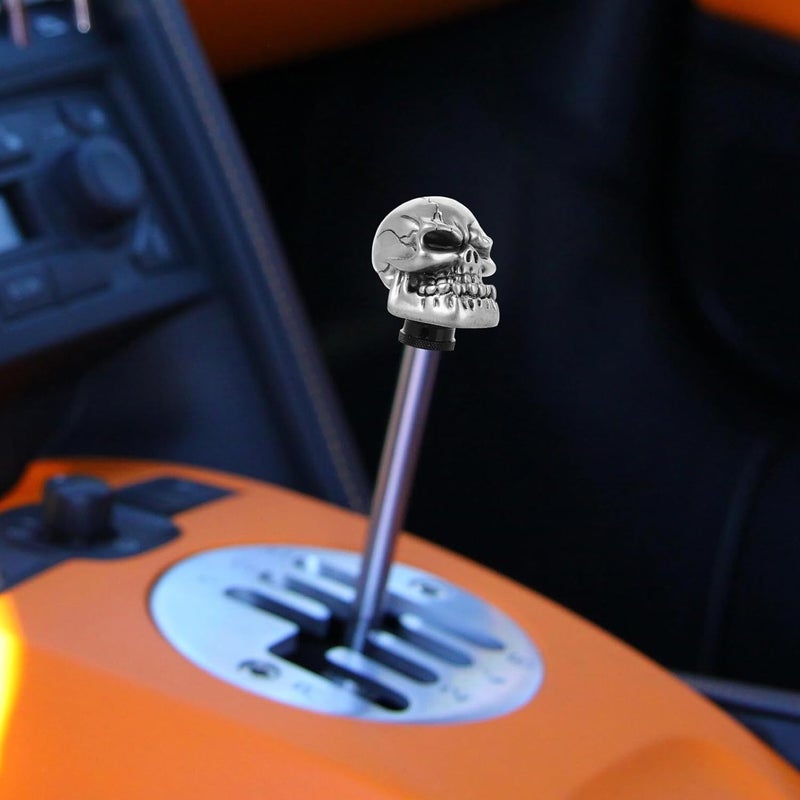 jojofuny Car Gear Shift Knob Manual Shifter Lever Handle Skull Design Silver Universal Car Accessories for Manual Transmission - Image 5