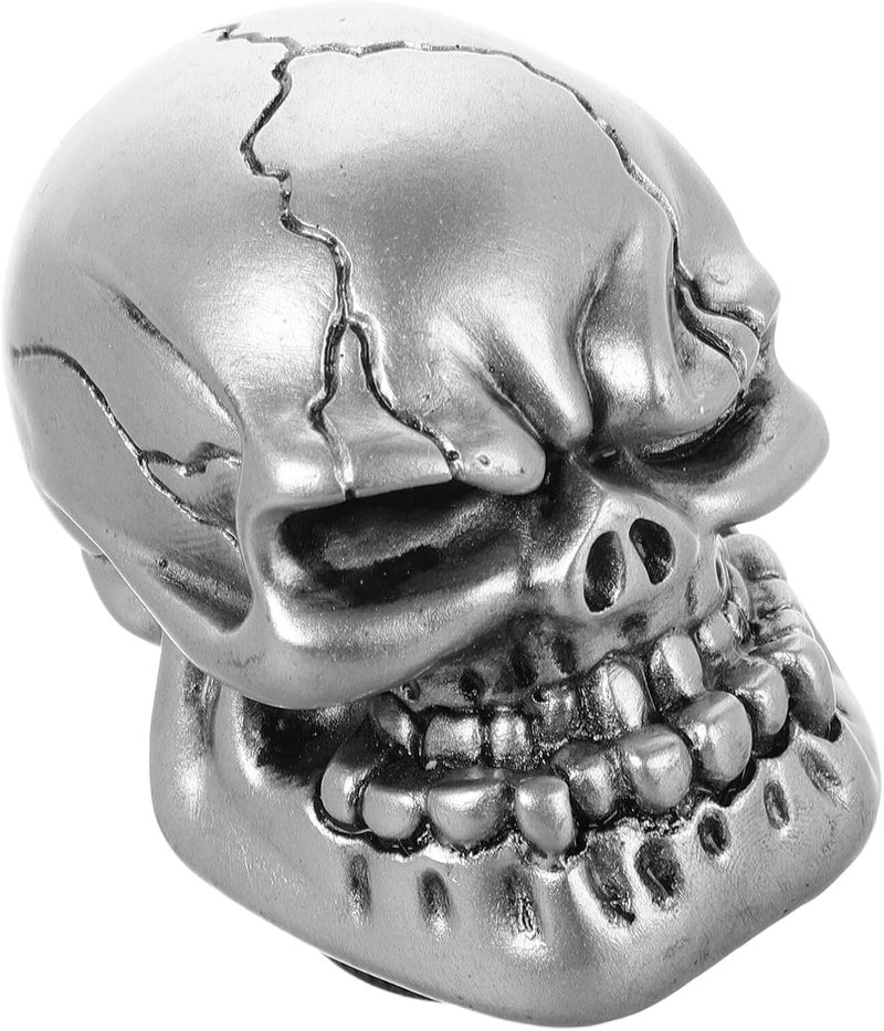 jojofuny Car Gear Shift Knob Manual Shifter Lever Handle Skull Design Silver Universal Car Accessories for Manual Transmission - Image 1