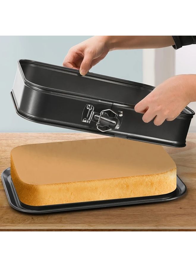 Black Rectangular Non Stick Cake Pan With Removable Bottom And Quick Release Clasp Lid - Image 1
