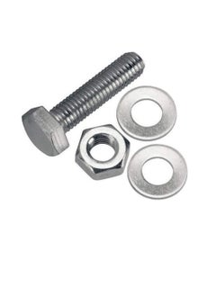 Generic 12 pcs Hex Head Screw Bolts Nuts & Washers Fully Thread GI Plain Finish Bolt Set. (20, 60MM)  - Image 1
