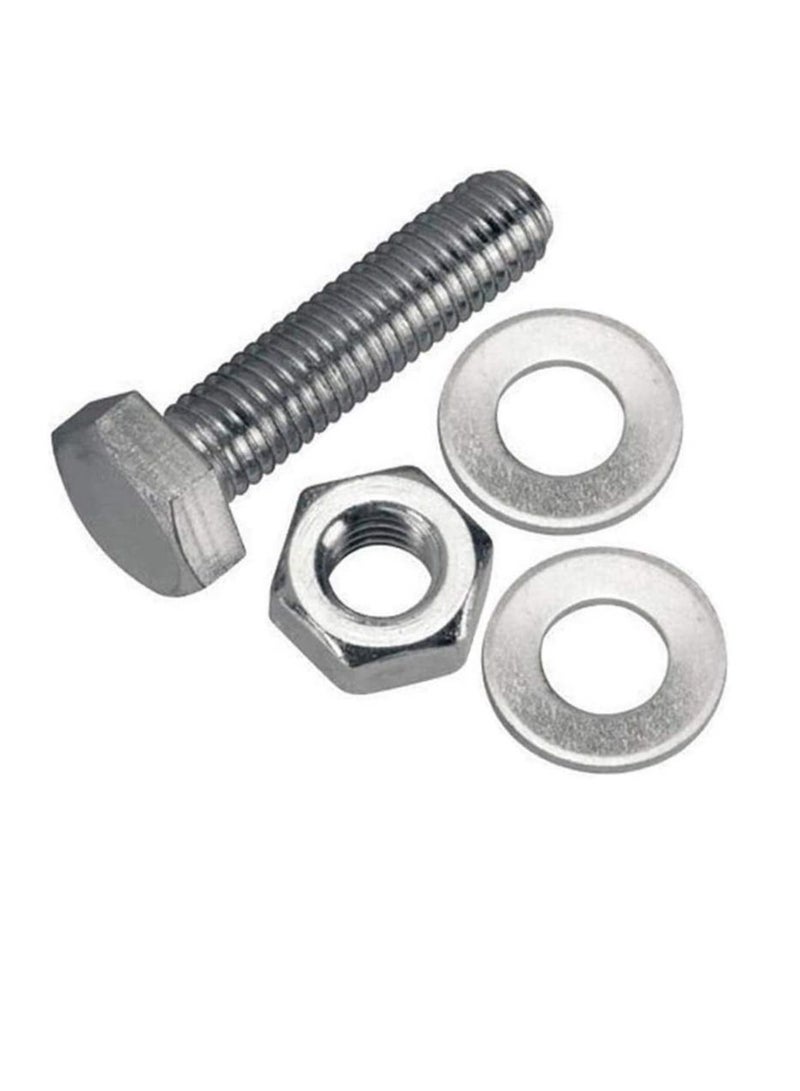 12 pcs Hex Head Screw Bolts Nuts & Washers Fully Thread GI Plain Finish Bolt Set. (20, 60MM)  - Image 3