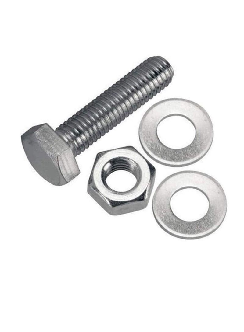 12 pcs Hex Head Screw Bolts Nuts & Washers Fully Thread GI Plain Finish Bolt Set. (20, 60MM)  - Image 2