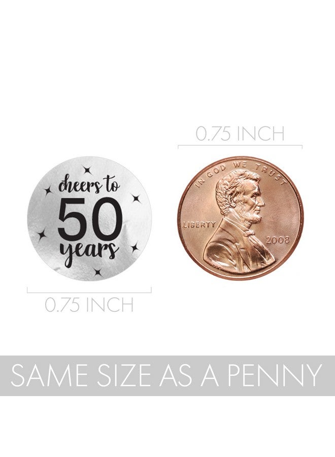 DISTINCTIVS Black And Silver 50Th Birthday Party Favor Stickers Shiny Foil 180 Labels - Image 4