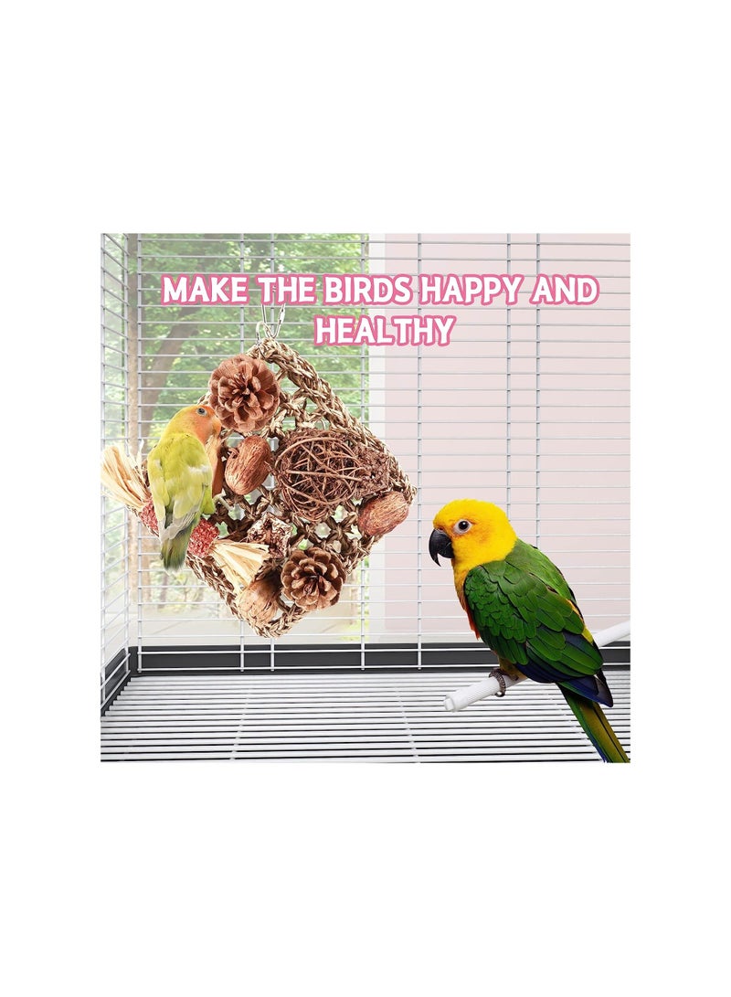 XiuWoo Parrot Toys, Natural Materials Bird Supplies, Made of Carambola Fruit, Rattan Ball, Pine Tower, Corn, Can Be Climbed or Chewed, Suitable for Various Types Parrots, 2 Pcs - Image 5