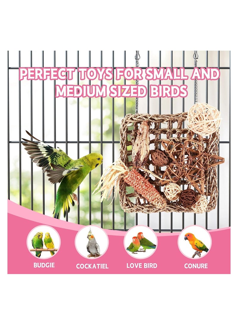 XiuWoo Parrot Toys, Natural Materials Bird Supplies, Made of Carambola Fruit, Rattan Ball, Pine Tower, Corn, Can Be Climbed or Chewed, Suitable for Various Types Parrots, 2 Pcs - Image 4