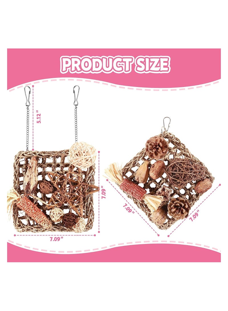 XiuWoo Parrot Toys, Natural Materials Bird Supplies, Made of Carambola Fruit, Rattan Ball, Pine Tower, Corn, Can Be Climbed or Chewed, Suitable for Various Types Parrots, 2 Pcs - Image 2