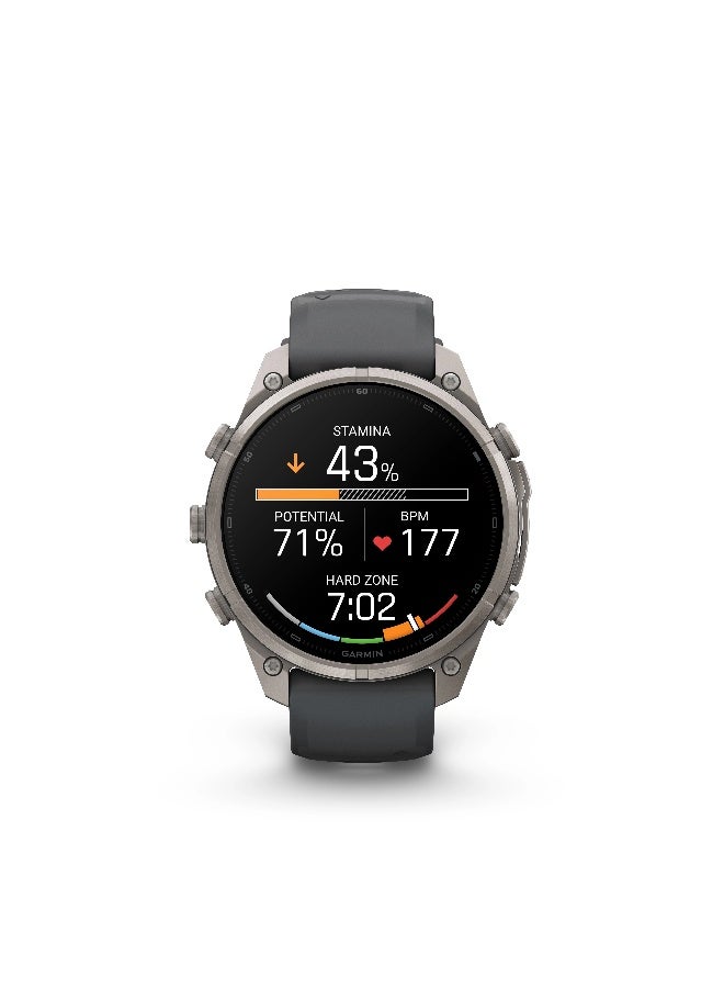 جارمين Garmin Fenix 9 Pro - 51 mm - Titanium with Pebble Grey Silicone Band Titanium with Graphite band - Image 5