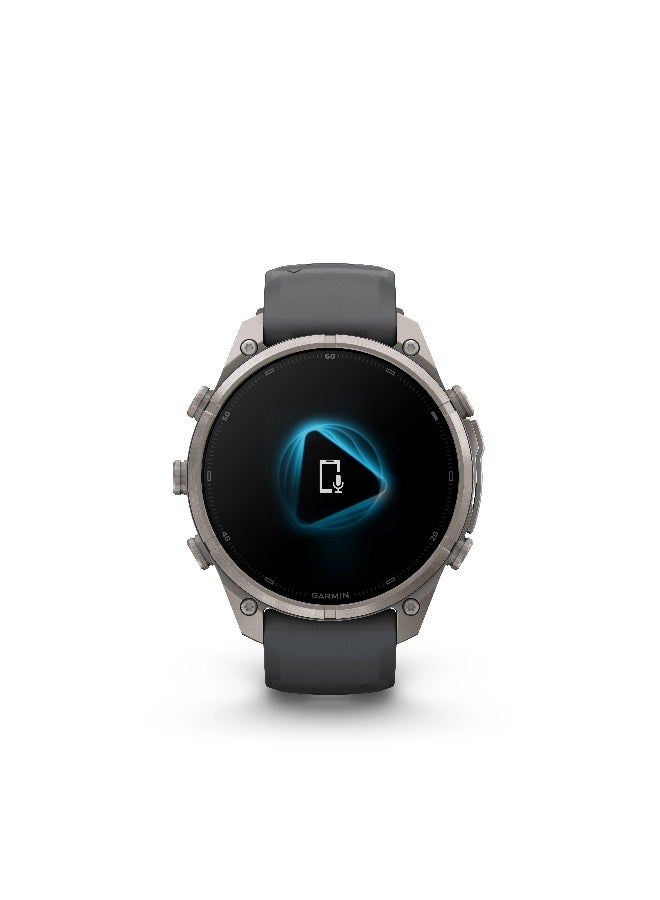 جارمين Garmin Fenix 9 Pro - 51 mm - Titanium with Pebble Grey Silicone Band Titanium with Graphite band - Image 3