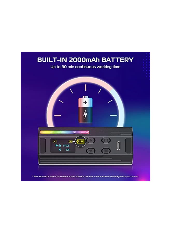 Ulanzi Handheld Light Wand, 360° RGB LED Video Light for Photography, 2000mAh Rechargeable Mini Light Stick for Video Shooting, 2500-9000K Dimmable Camera Light w LCD, Support Magnetic Attraction - Image 5