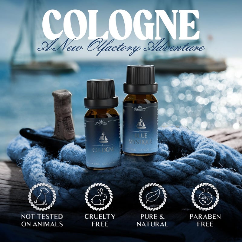 SALUBRITO Cologne Fragrance Oils, Premium Essential Oil Set for Diffuser, Soap, Candle Making Scents, Amber Oud, Midnight Musk, Blue Mystique, Sweet Tobacco, Nocturne, Cologne - Image 2