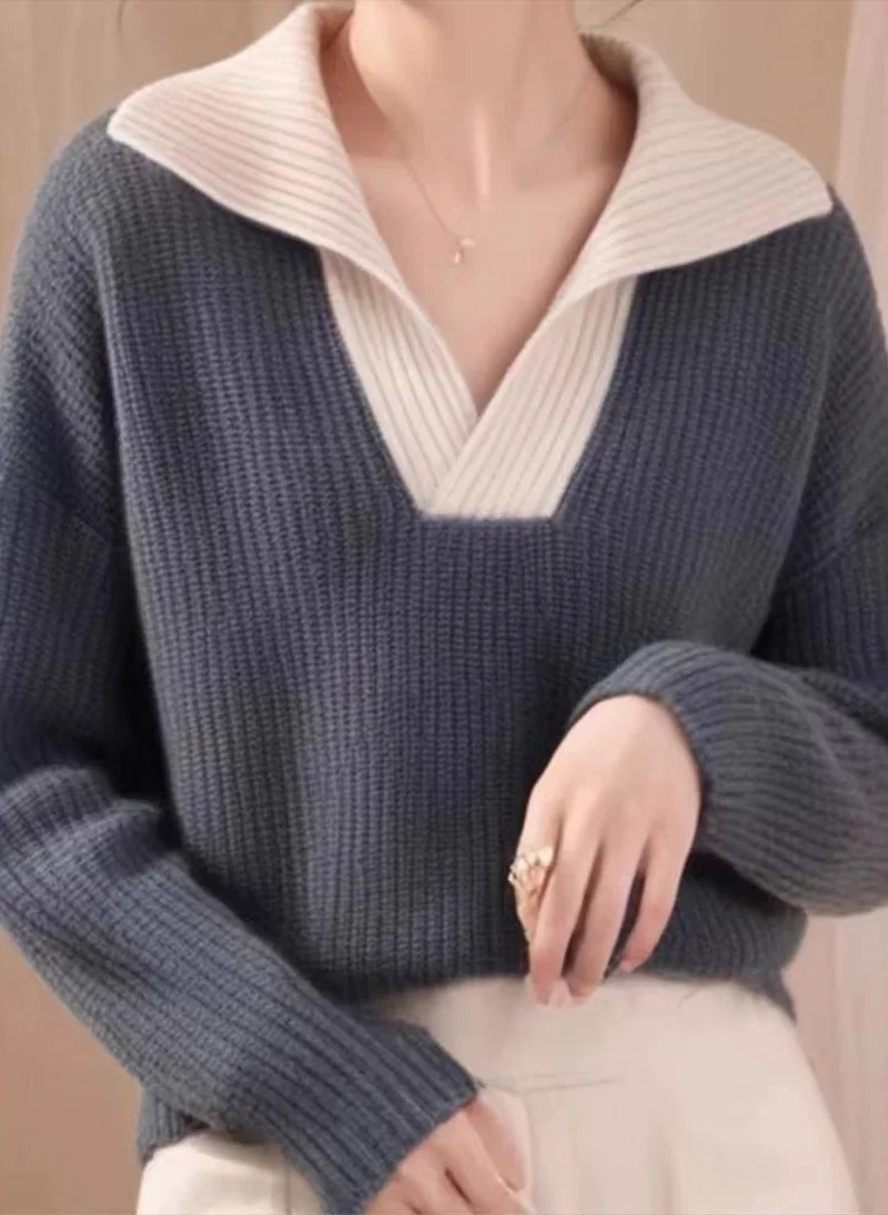 YUNIQEE Charcoal  Cable Knit Pullover Acrylic Winter Sweater