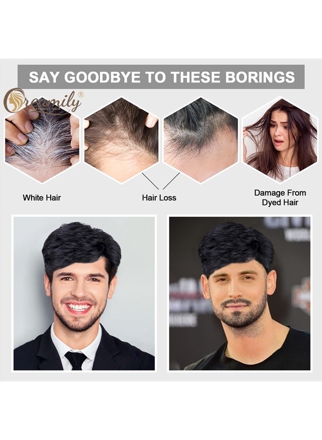 creamily Mens Wig Short Hair, Mens Hair Replacement Wigs Mens's Black Wig for Men Hair Full Wig for Male Guy Christmas Daily Wear - Image 4