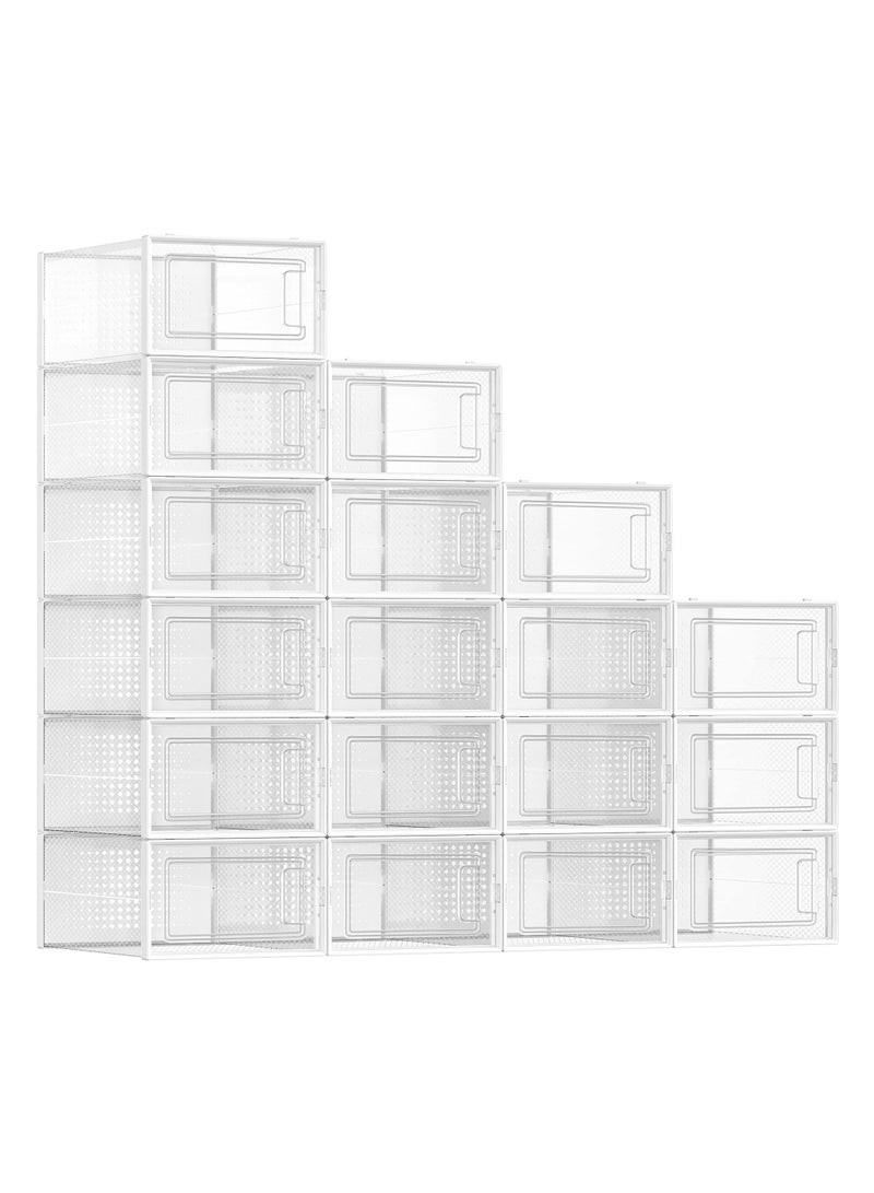 SONGMICS SONGMICS Shoe Boxes, Pack of 18, Foldable, Shoe Storage, Size up to 10, Transparent and White LSP18SWT 