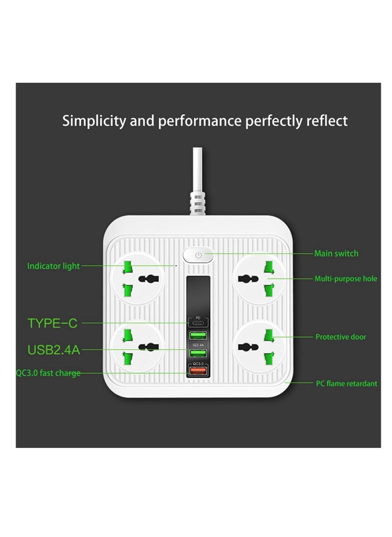 JAJEEK 2025 Latest Power Strip Surge Protector, 4 AC Outlets, 3 USB Charging Ports, 1 USB-C Port with 40W PD QC3.0, 3000W High Power, 6 Ft Long Extension Cord for Smartphones, Tablets, Home, Office, and Hotel Use – Black - Image 2