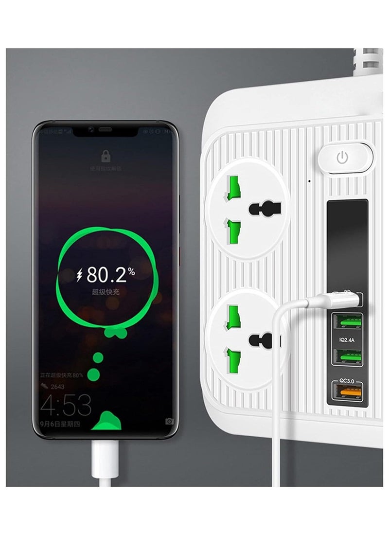 JAJEEK 2025 Latest Power Strip Surge Protector, 4 AC Outlets, 3 USB Charging Ports, 1 USB-C Port with 40W PD QC3.0, 3000W High Power, 6 Ft Long Extension Cord for Smartphones, Tablets, Home, Office, and Hotel Use – Black - Image 3