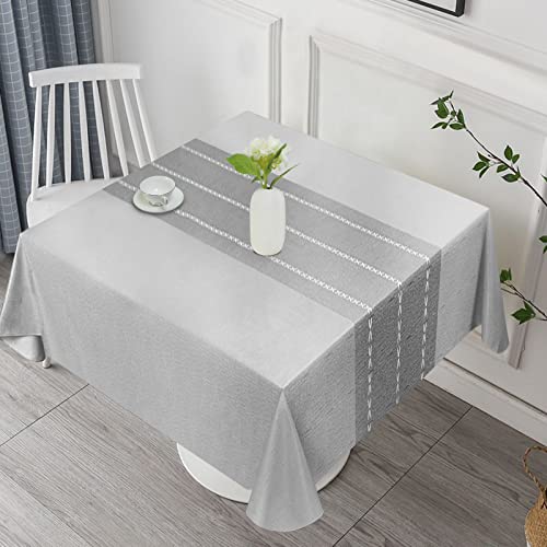 Vonabem Vonabem 100 Waterproof Square PVC Tablecloth Checkered Vinyl Table Cloth Cover Oil Proof Spill Proof Wipeable Plastic Table Cloths for Indoor and Outdoor Use Light Gray 54X54IN 