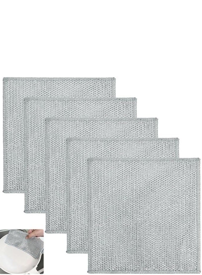 Multi-Purpose Metallic Cleaning Pads – Set of 5 Dishwashing Cloths - Image 2