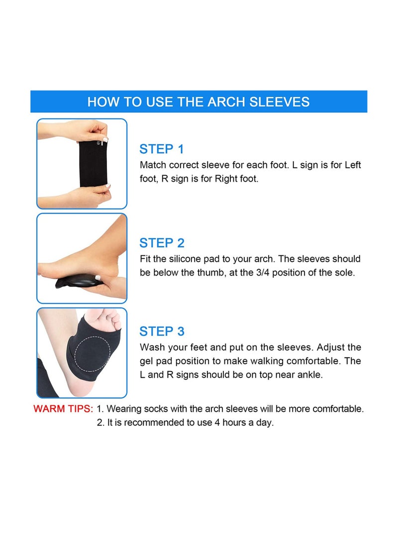 SYOSI Compression Arch Support Sleeves, Plantar Fasciitis Socks, Cushioned Arch Support Braces Gel Pads for Flat Foot Pain, Relief Plantar Fasciitis Heel Spurs, Ankle Injuries 1Pairs - Image 4