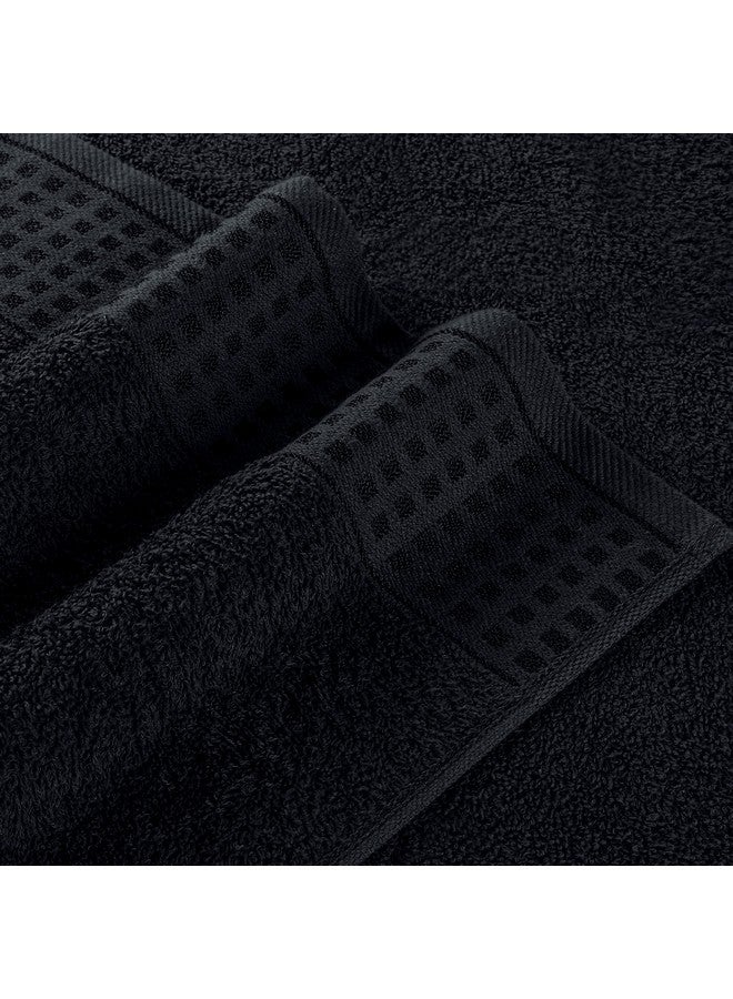 GLAMBURG 100% Cotton Ultra Soft 6 Pack Towel Set, Contains 2 Bath Towels 28x55 Inches, 2 Hand Towels 16x24 Inches & 2 Wash Coths 12x12 Inches, Compact Absorbent Lightweight & Quickdry - Black - Image 2